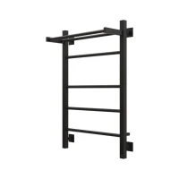 Полотенцесушитель электрический Grota Alto 530х800 RAL9005 EL 80x55 см, подключение справа, слева, скрытое подключение справа, матовый черный, лесенка, из стали, с полкой