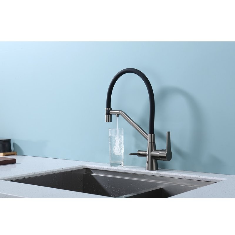 Смеситель для кухни с подключением фильтра Raglo R80.62.09, графит