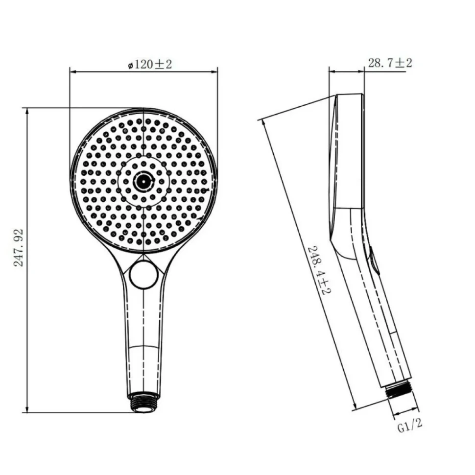 Лейка для душа 120 мм, 3 режима, черный, AQUAme AQM8504MB