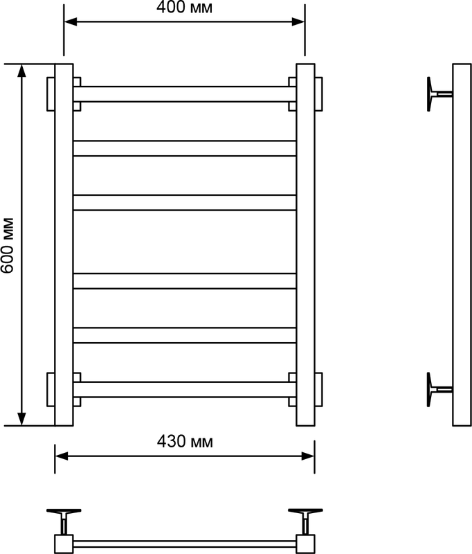 Полотенцесушитель электрический Ника Step-1 60/40 черный матовый, R