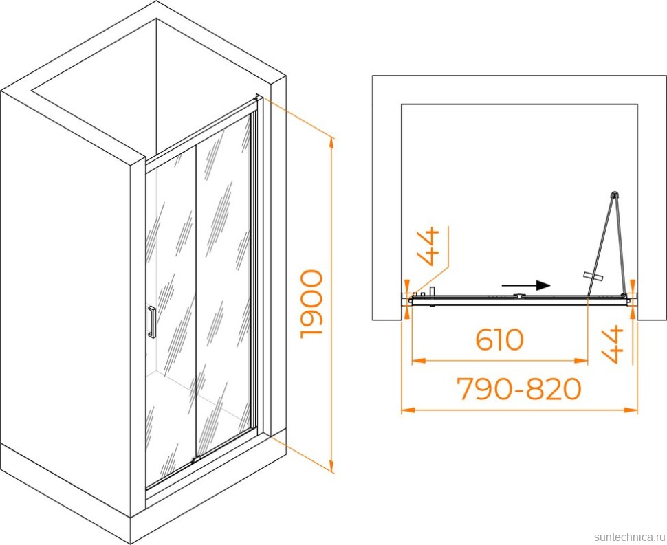 Душевая дверь в нишу RGW Passage PA-21 80 см, профиль хром, стекло прозрачное
