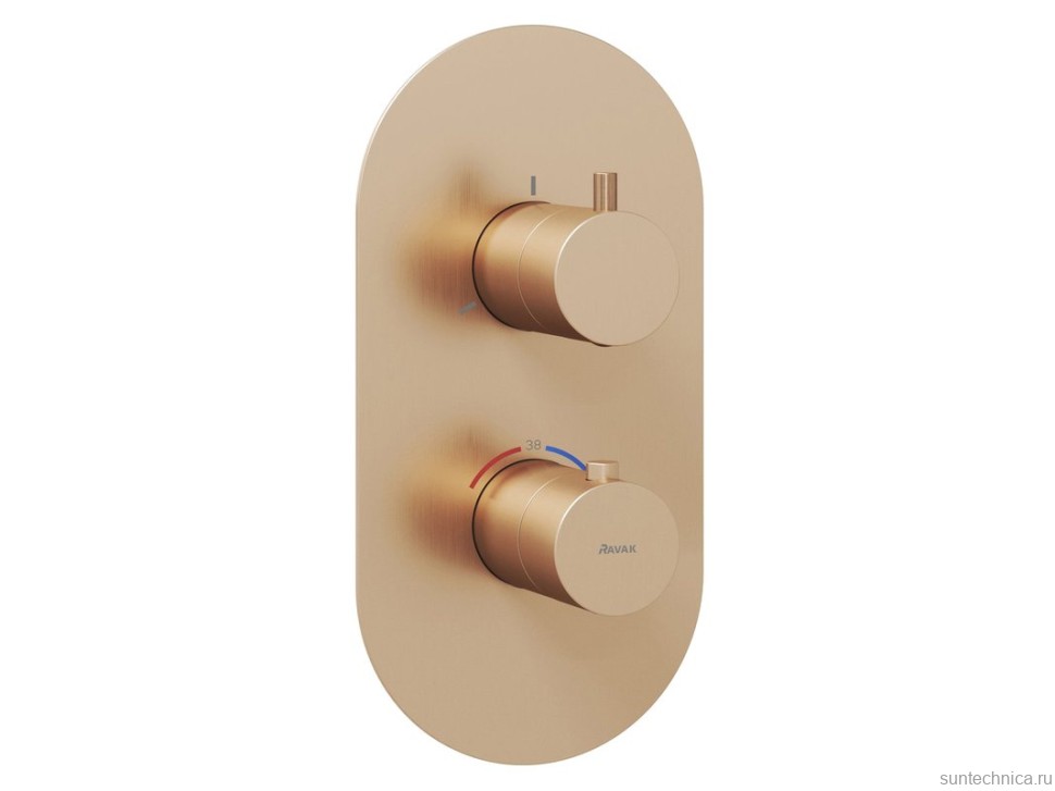 Термостатический смеситель встраиваемый Ravak Espirit ES 067.60RGB.O3.RB07C С ВНУТРЕННЕЙ ЧАСТЬЮ, для ванны с душем, брашированное розовое золото