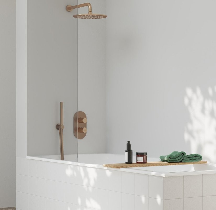 Термостатический смеситель встраиваемый Ravak Espirit ES 067.60RGB.O3.RB07C С ВНУТРЕННЕЙ ЧАСТЬЮ, для ванны с душем, брашированное розовое золото