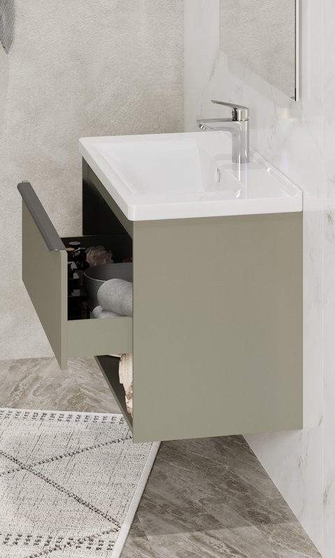 Тумба под раковину без столешницы AQUATON Хоуп 80 подвесная, 1 ящик, хаки