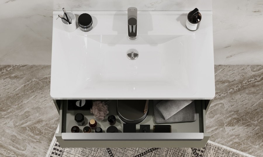 Тумба под раковину без столешницы AQUATON Хоуп 80 подвесная, 1 ящик, хаки