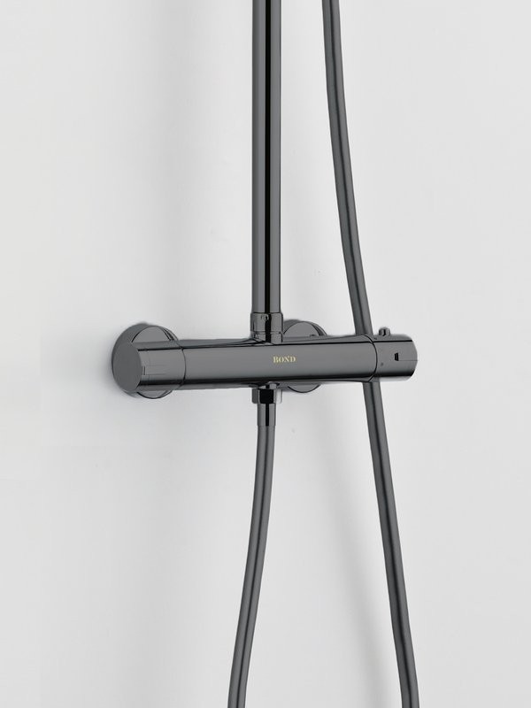 Душевая стойка BOND Circle B12-8277 с термостатом, оружейная сталь