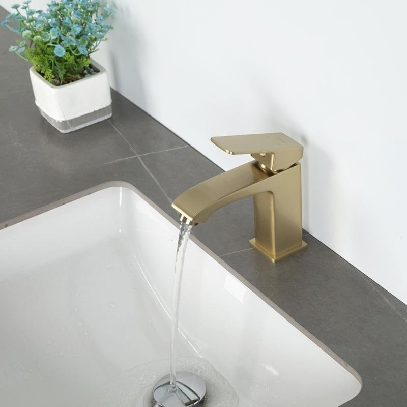 Смеситель для раковины Frap H76 F1076-3 золотой сатин