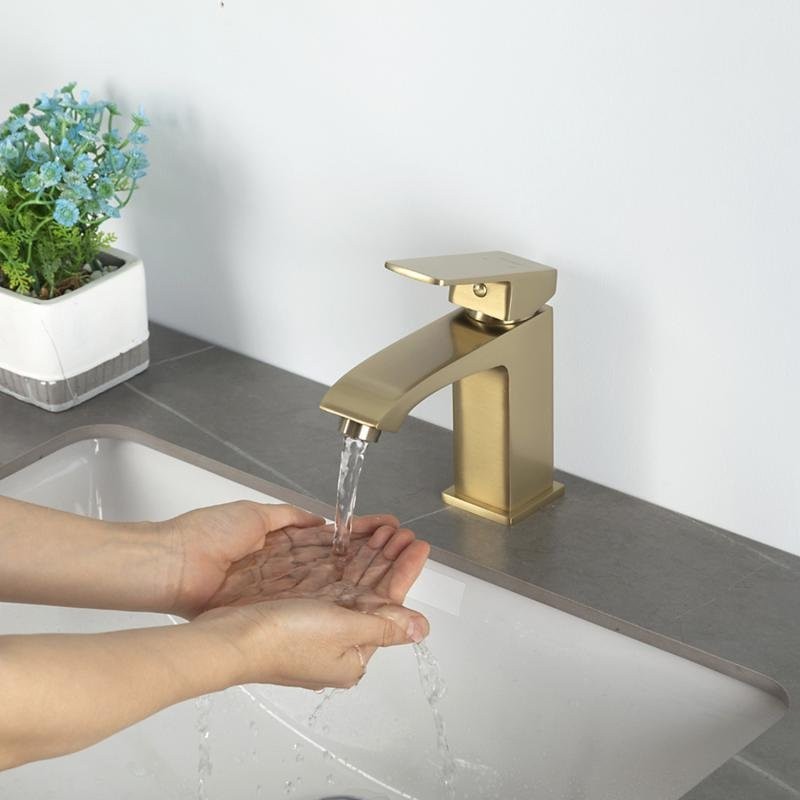 Смеситель для раковины Frap H76 F1076-3 золотой сатин