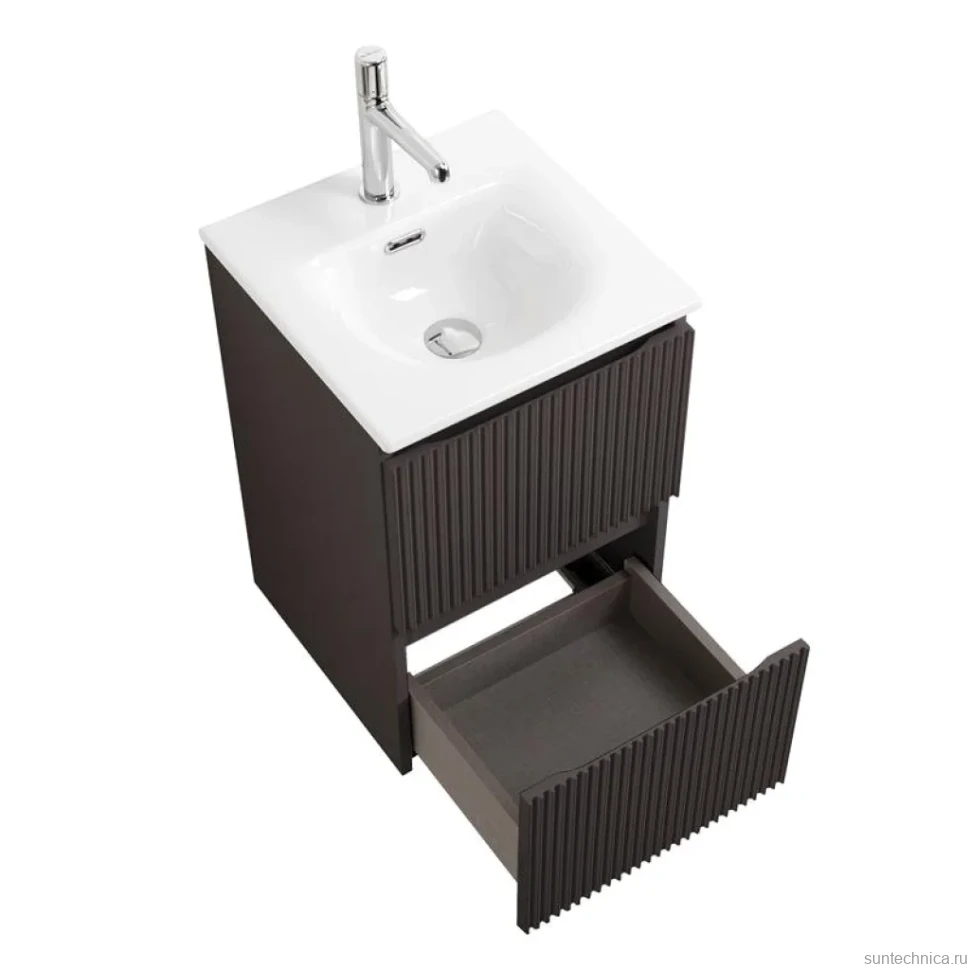 Тумба с раковиной BelBagno Uno-mini 40 подвесная, 2 ящика, матовая темно-серая