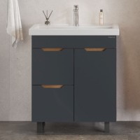 Тумба под раковину без столешницы Onika Айленд 70 напольная, графит, дуб крафт золотой