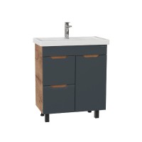 Тумба под раковину без столешницы Onika Айленд 70 напольная, графит, дуб крафт золотой