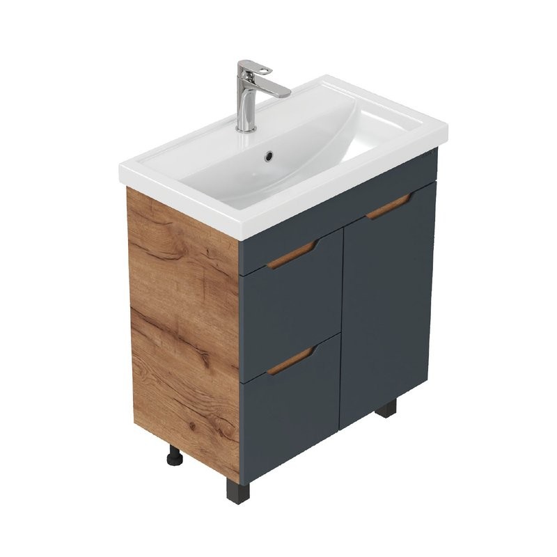 Тумба под раковину без столешницы Onika Айленд 70 напольная, графит, дуб крафт золотой