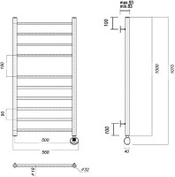 Полотенцесушитель электрический Domoterm Медея П10 50x100, золото, R