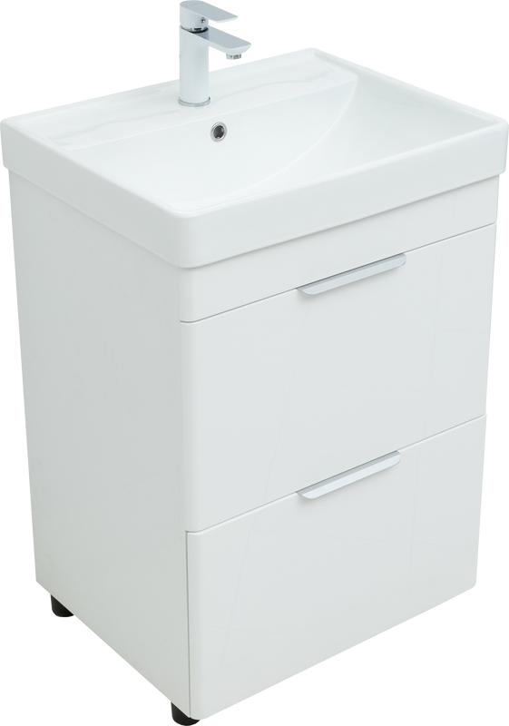 Тумба с раковиной Aquanet Ирис new 60 напольная, 2 ящика