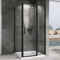 Душевой уголок Abber Sonnenstrand AG04120BS-S90B 90x120, профиль черный, стекло прозрачное