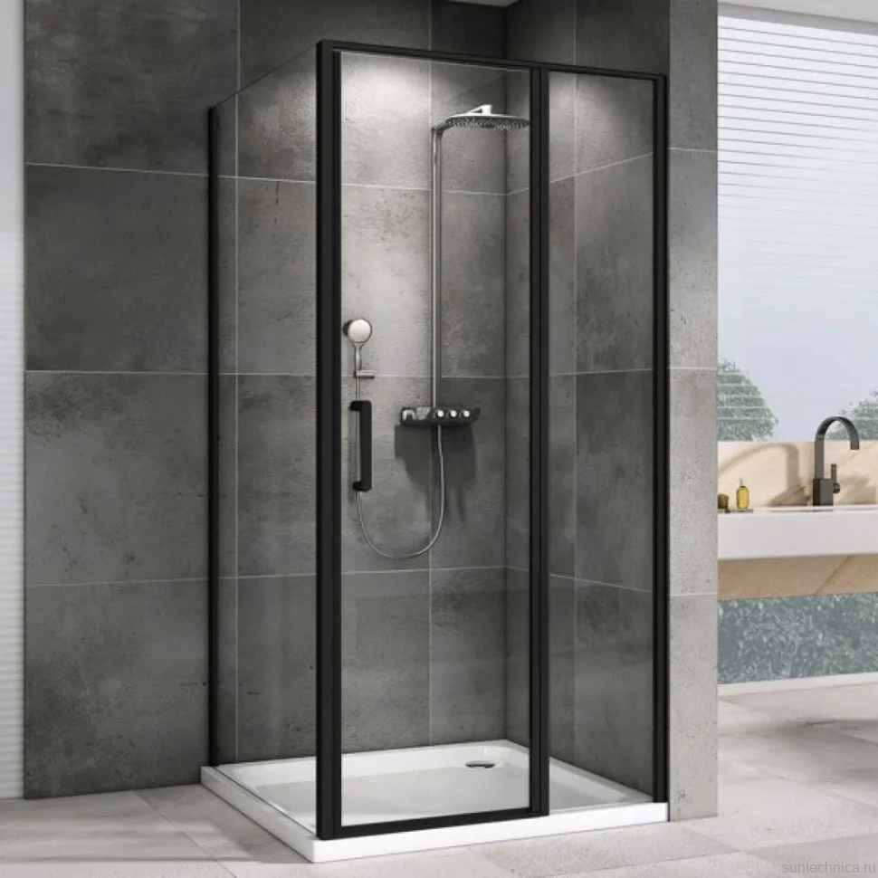 Душевой уголок Abber Sonnenstrand AG04120BS-S90B 90x120, профиль черный, стекло прозрачное
