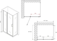 Душевой уголок Abber Sonnenstrand AG04120BS-S90B 90x120, профиль черный, стекло прозрачное