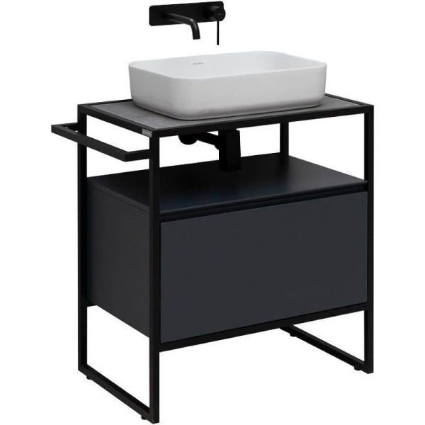 Тумба под раковину со столешницей Allen Brau Priority 70 напольная, антрацит матовый, столешница графит структ