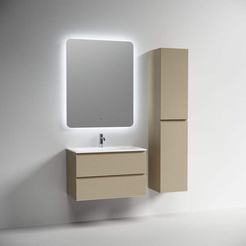 Тумба под раковину подвесная Sancos Folk 790х445х500 мм, c двумя ящиками оснащенными доводчиками, Капучино