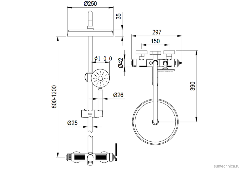 Душевая стойка Boheme Eterna 178-GM gun metal