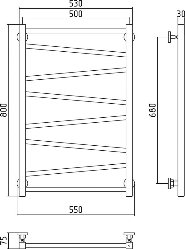 Полотенцесушитель водяной Сунержа Сирокко 80x50, белый матовый