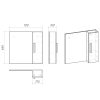 Зеркало-шкаф Grossman Neo 70 L/R пленка, глянцевое белое