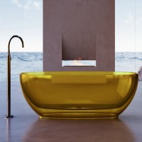 Акриловая ванна Abber Kristall AT9703 Amber 170x75 см, отдельностоящая, желтая, овальная, с донным клапаном