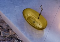 Акриловая ванна Abber Kristall AT9703 Amber 170x75 см, отдельностоящая, желтая, овальная, с донным клапаном