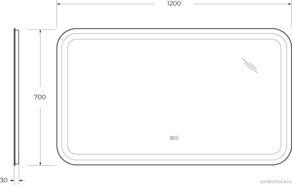 Зеркало Cezares Stylus 120х70, с подсветкой, с антизапотевателем