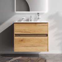 Тумба с раковиной AM.PM Sense 80 подвесная, 2 ящика, светлое дерево