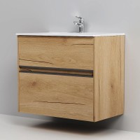 Тумба с раковиной AM.PM Sense 80 подвесная, 2 ящика, светлое дерево