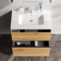 Тумба с раковиной AM.PM Sense 80 подвесная, 2 ящика, светлое дерево