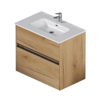 Тумба с раковиной AM.PM Sense 80 подвесная, 2 ящика, светлое дерево