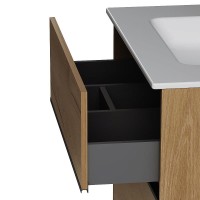 Тумба с раковиной AM.PM Sense 80 подвесная, 2 ящика, светлое дерево