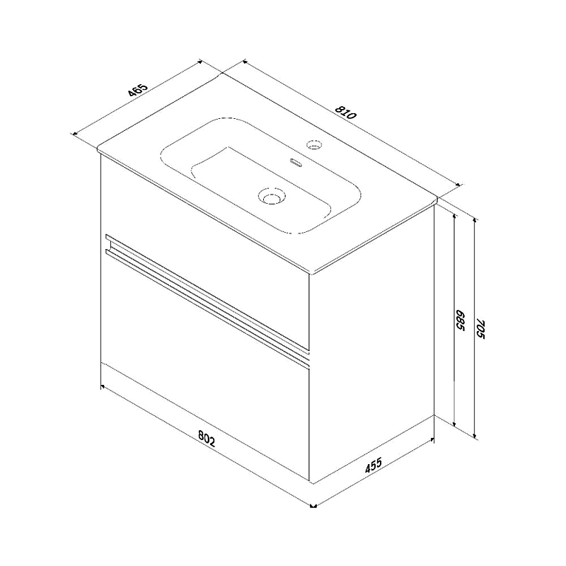 Тумба с раковиной AM.PM Sense 80 подвесная, 2 ящика, светлое дерево
