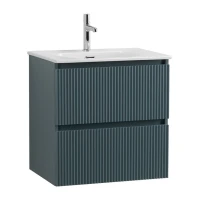 Мебель для ванной комнаты BelBagno Uno 60 подвесная, 2 ящика, матовая голубая