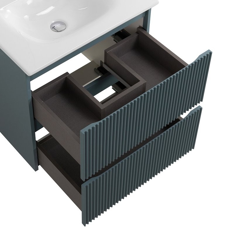 Мебель для ванной комнаты BelBagno Uno 60 подвесная, 2 ящика, матовая голубая