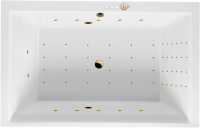 Акриловая ванна Excellent Crown Lux Nano 190x120 см, встраиваемая, с гидромассажем, белая, с каркасом, для двоих, со сливом-переливом, фурнитура золото