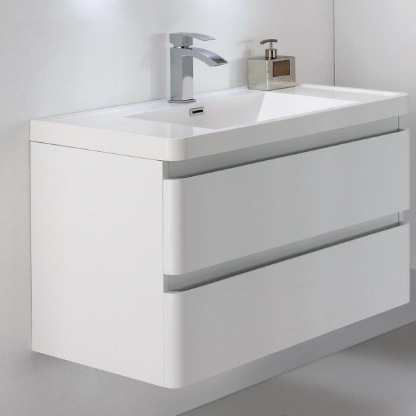 Тумба с раковиной Parly Gucci 80 подвесная, 2 ящика, белая