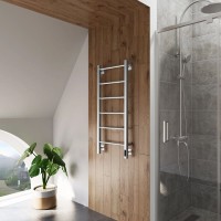 Полотенцесушитель электрический Grota Simple K 430х1000 NM EL 100x45 см, подключение справа, слева, скрытое подключение справа, матовый хром, лесенка