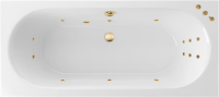 Акриловая ванна Excellent Oceana Slim Smart 170x75 см, встраиваемая, с гидромассажем, белая, с каркасом, со сливом-переливом, фурнитура золото