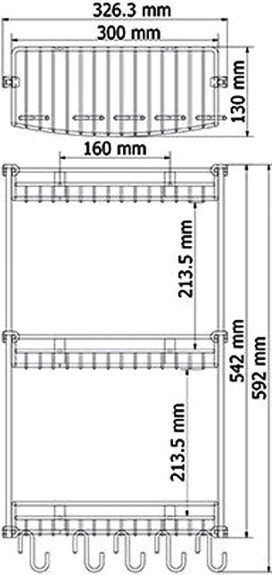 Полка Wasserkraft K-1433 3-ярусная, с крючками