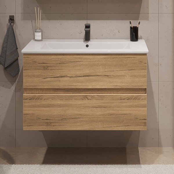 Тумба под раковину без столешницы SanStar Lavanti 90 подвесная, дуб вотан