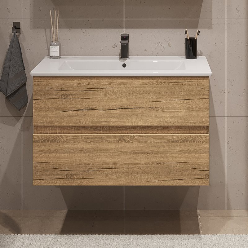 Тумба под раковину без столешницы SanStar Lavanti 90 подвесная, дуб вотан