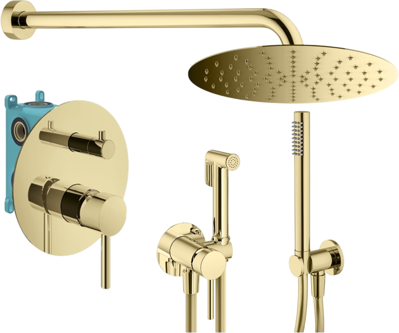 Комплект для ванной Plumberia Selection Ixo KITZXO18OR С ВНУТРЕННЕЙ ЧАСТЬЮ, золото 24к