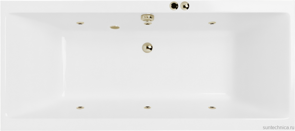 Акриловая ванна Excellent Pryzmat Slim Soft 170x75 см, встраиваемая, с гидромассажем, белая, с каркасом, со сливом-переливом, фурнитура бронза