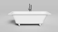 Ванна из искусственного камня Salini Orlanda Axis Kit S-Sense 170x75 см, встраиваемая, матовая белая, на ножках, с донным клапаном