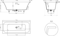 Ванна из искусственного камня Salini Orlanda Axis Kit S-Sense 170x75 см, встраиваемая, матовая белая, на ножках, с донным клапаном