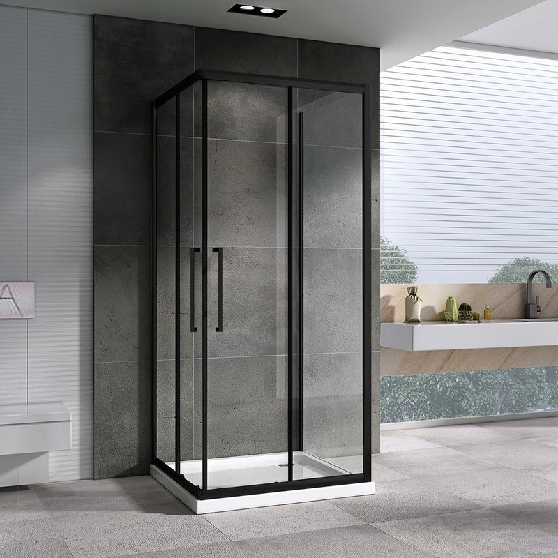 Душевой уголок Abber Schwarzer Diamant AG02080BH-S80B 80x80, профиль черный,  стекло прозрачное
