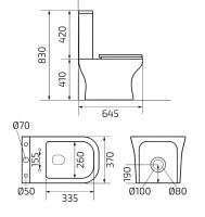 Унитаз-компакт напольный GID Concavo Tn2125 безободковый, с микролифтом, глянцевый белый